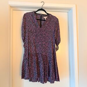 Rebecca Taylor Black and Pink Floral Mini Dress - Size Medium